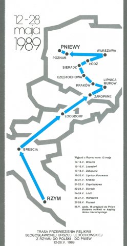Przewiezienie relikwii, trasa